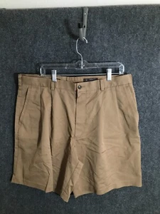 Nordstrom Chino Shorts Men's Size 38W Tan/Brown Pleated High Rise 9 Inch Inseam - Picture 1 of 11