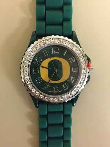 New Women's Watch University Of Oregon Ducks Rhinestone Jelly Silicone Bling Cover