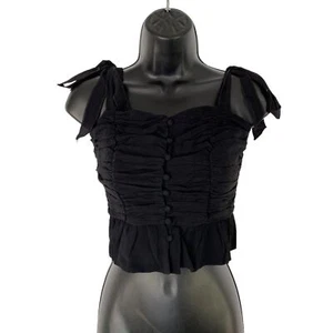 ASTR The Label Ruched Peplum Sweetheart Neckline Duffy Top Black Extra Small - Picture 1 of 8