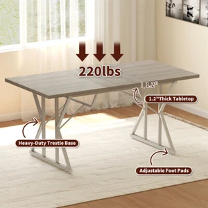 Modern Wooden Dining Table Rustic Farmhouse Style for Home Kitchen Decor - Picture 1 of 7