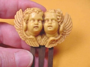 (CBL49-4) ZWILLINGE CHERUB Engel Elfenbein CAMEO LESEZEICHEN Buchmarke MESSING Bücher Flügel - Bild 1 von 1
