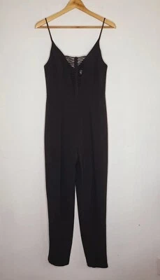 Mono IMMERMANN Talla 1 EE. UU. 6 Crepé Trenzado Frontal Sin Mangas Negro Excelente Foto 1 de 4