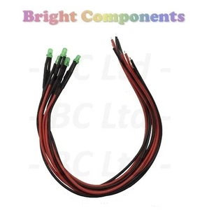 5 x vorverdrahtete grüne LED 3 mm diffus: 9 V ~ 12 V: UK-Verkäufer - Bild 1 von 1