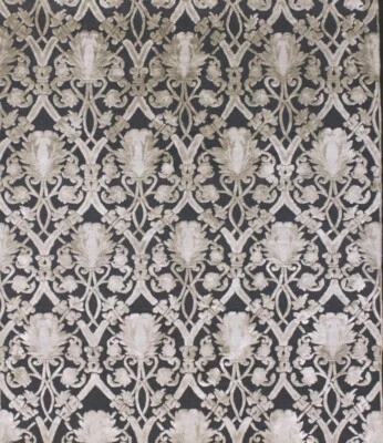 Stunning  oriental rug new Hand knotted Damask  8 X 10 Wool & Silk Black . - Image 1 of 4