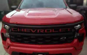 VINYL: Overlay Grill Letters 2022 2023 2024 2025 Silverado Matte Red - Picture 1 of 11