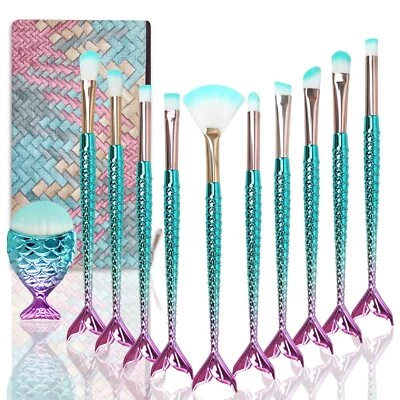 Mermaid Make Up Set - Schminkpinsel Set Mit Tasche Foundation Lidschatten Blu... - Bild 1 von 4