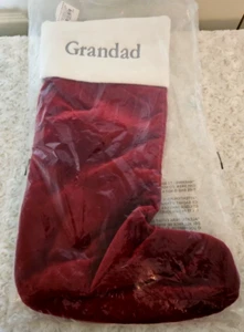 Medias Pottery Barn 19,5" Rojo Blanco Terciopelo Navidad Abuelo Monograma Vacaciones - Imagen 1 de 4