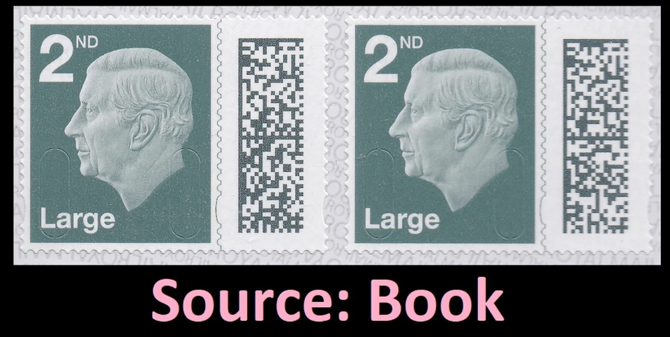 GB King Charles III Definitive Pine Green 2nd Large M23L horz book pair MNH 2023 - Image 1 of 1