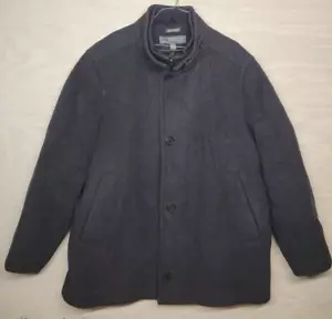 Perry Ellis Portfolio Men's SZ XL Cashmere Wool Blend Coat Black Zip Buttons - Picture 1 of 12