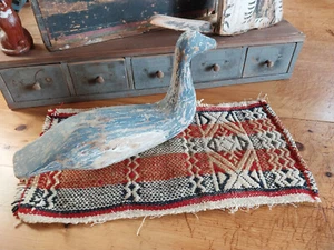 Antique Hand Woven Wool Textile Runner Red Blue Cream - Picture 1 of 10