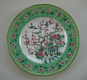Antiker chinesischer Canton Emaille 11" Teller - Blumenlandschaft mit Vögeln - Bild 1 von 22
