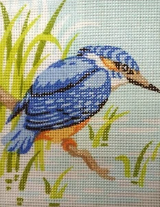 "Eisvogel" bedrucktes Gobelin-Set mit Nadelspitze 3314K - Bild 1 von 1