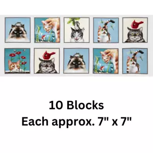 Panel Bloques Curious Cats 10 Cuadrados 44" x 15" Tracy Lizotte Elizabeth's Studio - Imagen 1 de 7