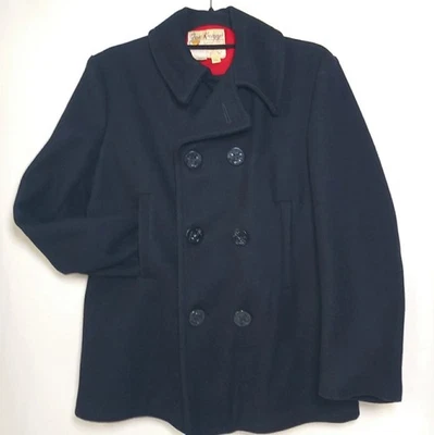 Vintage Fox Knapp Navy Blue Peacoat Double Breasted Wool Coat USA Sz 16 - Image 1 of 4