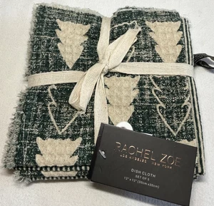RACHEL ZOE PANNI PIATTI (5) VERDE CREMA ALBERI 12x12 Nuovi con etichette - Foto 1 di 2