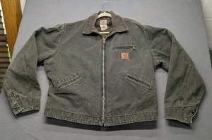 Vintage Carhartt J97 MOS Detroit Jacket Size Large Moss Green Blanket Lined Rare - Picture 1 of 12
