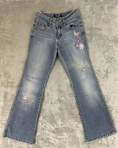 VTG Angels Jeans Women Girls Size 12 Flare Leg Y2K 90s Embroidered - Picture 1 of 9