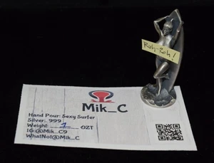Hand Pour: Sexy Surfer 1 Troy Oz .999 Pure Silver Figurine - Picture 1 of 7