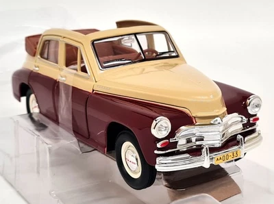 Signature 1/24 GAZ M20 Pobeda Convertible Burgundy Cream Diecast Scale Model Car - Image 1 of 4