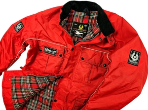 *HOT VTG 80's Men BELSTAFF @ TOURMASTER 500 BIKER PLAID LINED RED NYLON Jacket M - Picture 1 of 18