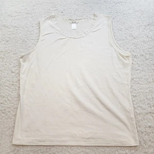 Christopher & Banks Cream L Tank top Lace Neckline Romantic Cottage Base - Picture 1 of 7