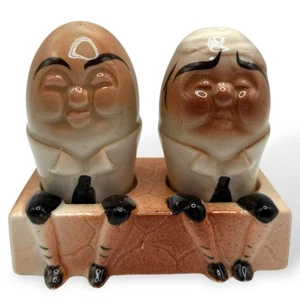 Vintage Humpty Dumpty Salt Pepper Ceramic Shakers Set Hand Painted Japan - Picture 1 of 19