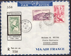 France, 1946 ffc first flight cover to Argentina      -HJ04 - Picture 1 of 3