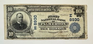 1902 $10 La prima banca nazionale di Palmerston, Pennsylvania 20 grande banconota conosciuta - Foto 1 di 2