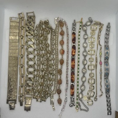 Lot of 14 Vintage Bracelets Gold & Silver Tone Coro, Avon, Sarah Cov. Roma, ETC - Image 1 of 4