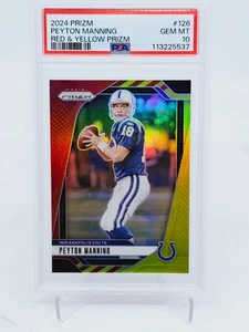 2024 PANINI PRIZM Peyton Manning #126 RED & YELLOW PRIZM /44 🔥 PSA 10 POP 1 ! - Picture 1 of 2