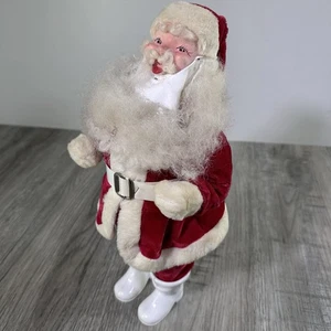 Vintage Harold Gale Weihnachtsmann 13" rot Samt Anzug Bart Weihnachtsdeko 1950er - Bild 1 von 17