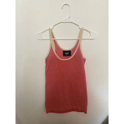 Camiseta sin mangas vintage de punto rojo/crema a rayas D&G años 00 Foto 1 de 4