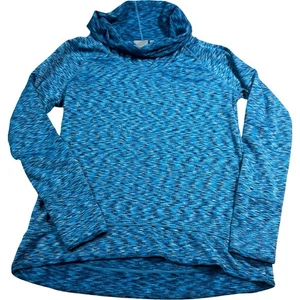 Top deportivo Athleta azul jaspeado capucha cuello manga larga agujero para el pulgar para mujer talla L - Imagen 1 de 9