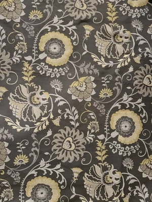 Tela Jacquard Tapicería Floral Gris Amarillo Resistente por Yarda Foto 1 de 2
