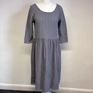 Olli Ella Wares Midi Dress Size Small Grey Check Pockets Organic Cotton New - Picture 1 of 13