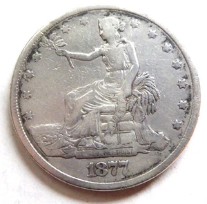 Auténtica moneda de dólar comercial Philadelphia Mint de 1877 - Imagen 1 de 2
