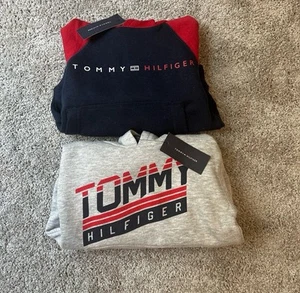 2-Pack Tommy Hilfiger Boys Hoodies Size 4-7 | Logo Sweatshirts Pullover Bundle - Picture 1 of 5