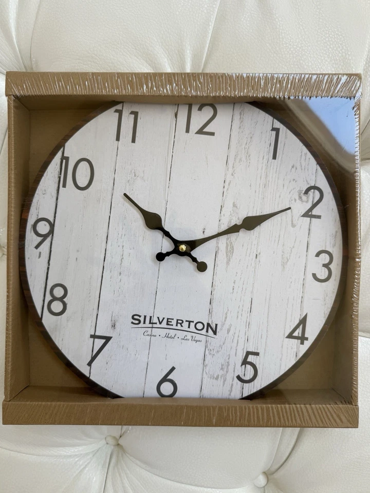 Westclo In. Whitewash Wood Wall Clock 38018 Westclox 38018 844220013903