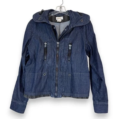 Diesel Denim Jacket Hooded Zip Up Streetwear Utility Trendy Festival Blue XS - Image 1 of 4