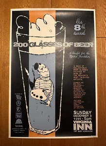 Póster raro vintage octavo año 200 vasos de cerveza 1995 edición Fotheringham Seattle - Imagen 1 de 8