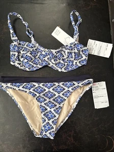 NWT Anita Rosa Faia 2 Piece Blk/Blue/White Bikini Sz:8 34C - Picture 1 of 7