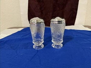 🧩Tiara Vintage Glass Footed 5" SALT and PEPPER SHAKER Ponderosa Pine w/Box - Picture 1 of 4