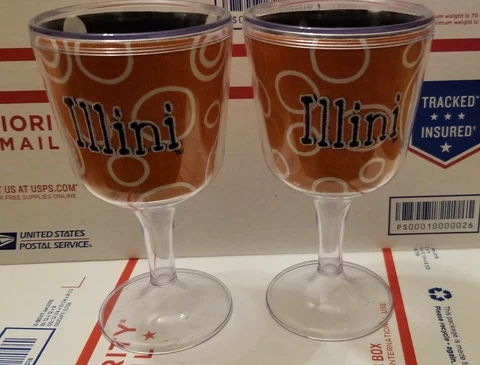 2 Illinois Fighting Illini Wine Glasses by Me Too Cover