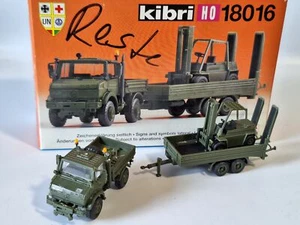 Kibri 18016 Unimog mit Zweiachshänger Stapler H0 1:87 Modellbausatz Gebaut OVP - Picture 1 of 2