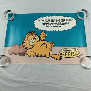 1978 Vintage GARFIELD Wall Poster Eat And Sleep There Most Be More To Life 21x14 - Picture 1 of 16