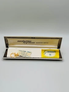 Vtg Hamilton Presentation Box Watch Case ONLY Diamond Watch w/ Original Papers - Picture 1 of 8