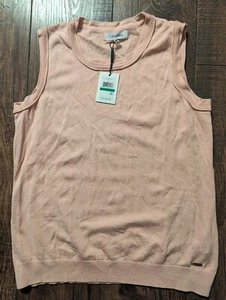 Calvin Klein Womens Sweater Vest Large Blush Pink Knit Preppy Academia NWT - Picture 1 of 12