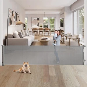 80 Inch Extra Large Retractable Baby Pet Gates Extra Wide Indoor Outdoor Stair - Picture 1 of 13
