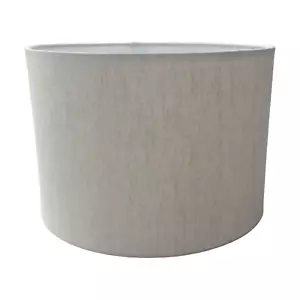 Pantalla de lámpara hecha a mano en el Reino Unido - sombra de tambor de lino natural - Imagen 1 de 3