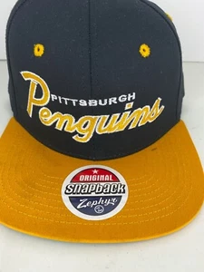 Mütze Hockey Pittsburgh Penguins NHL verstellbar schwarz + gold Zephyr Druckknopflasche - Bild 1 von 5